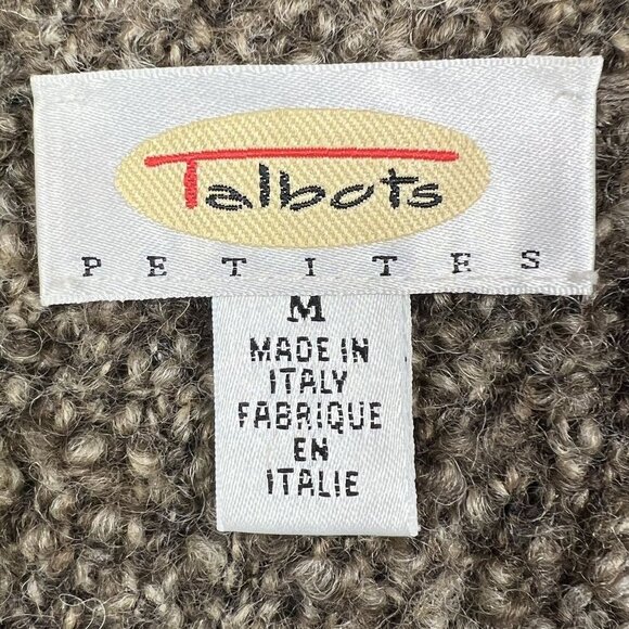 Talbots Womens M Wool Cardigan Made In Italy Marled Brown Grandmacore Timeless - Picture 16 of 16